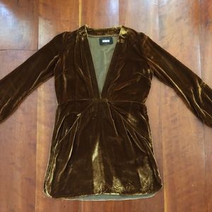 Gold Velvet Swing Dress by Reformation
